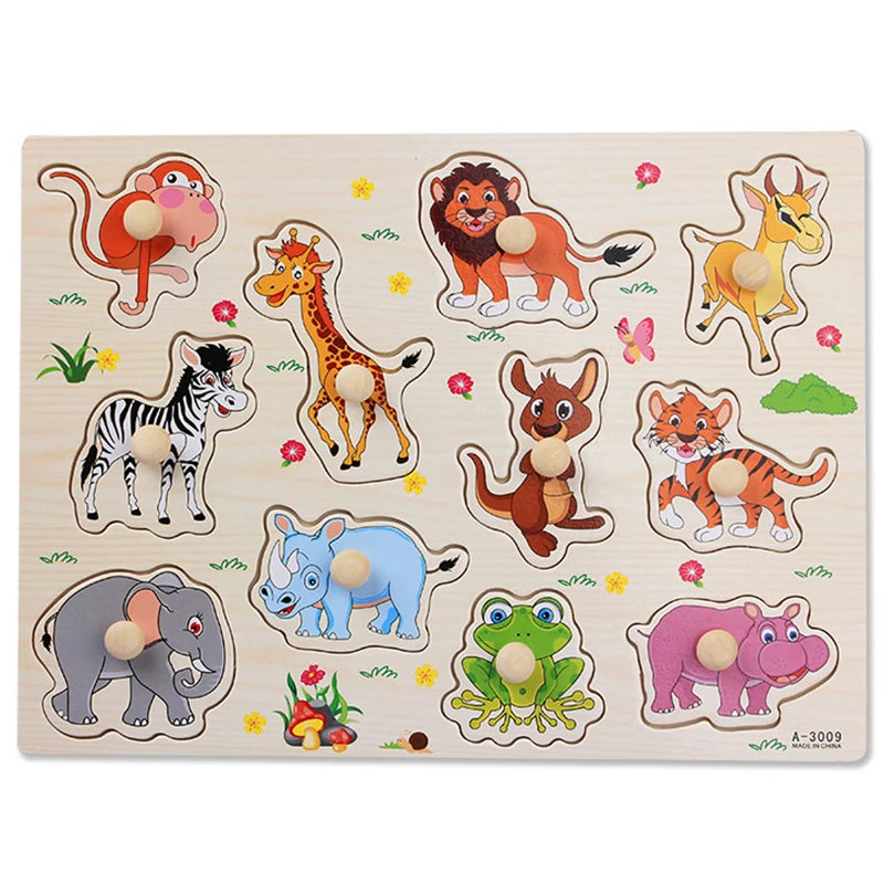 Puzzles en bois Montessori pour bébé, jouets dePuzzle Montessori en Bois pour Bébé – Animaux, Fruits et Véhicules – Jouet Éducatif d’Éveil dès 2 Ans
