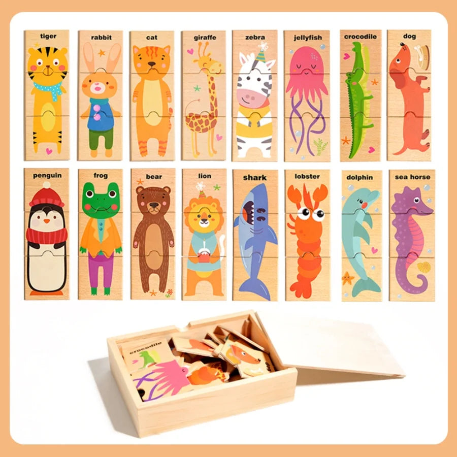 Puzzle Montessori en Bois Animaux – Jeu Éducatif Cognitif et Sensoriel pour Enfants 3 à 6 Ans