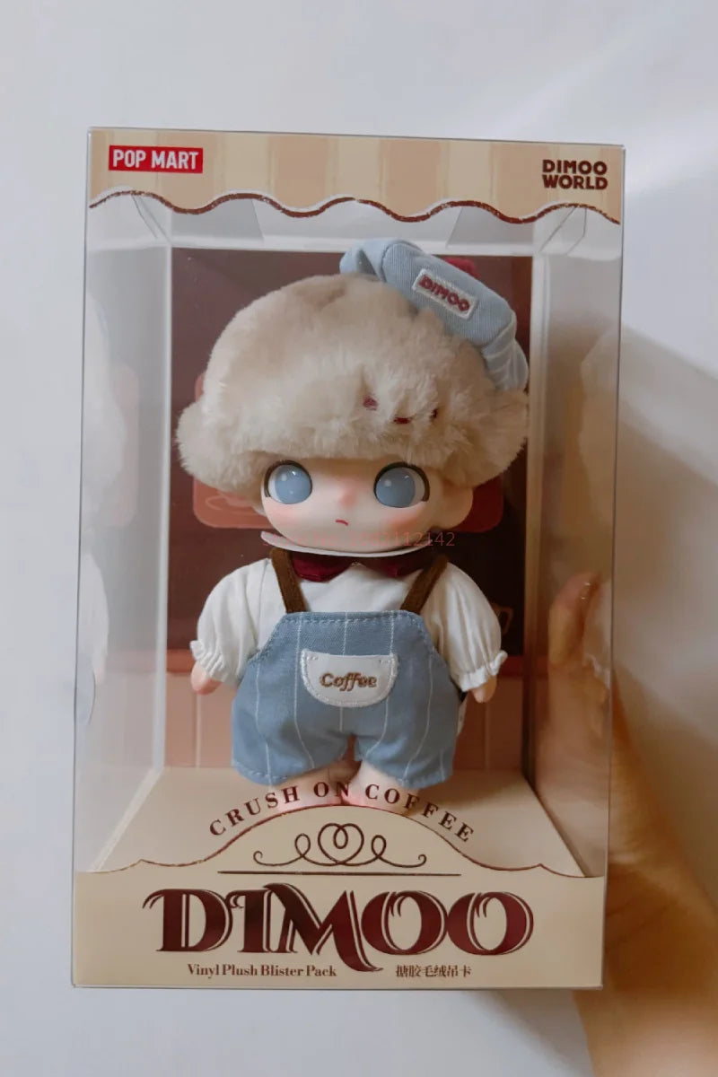 POP MART Édition Limitée DIMOO Little Elephant Crush On Coffee Series Boîte Mystère Figurine Vinyle Porte-clés Carte Suspendue Cadeaux