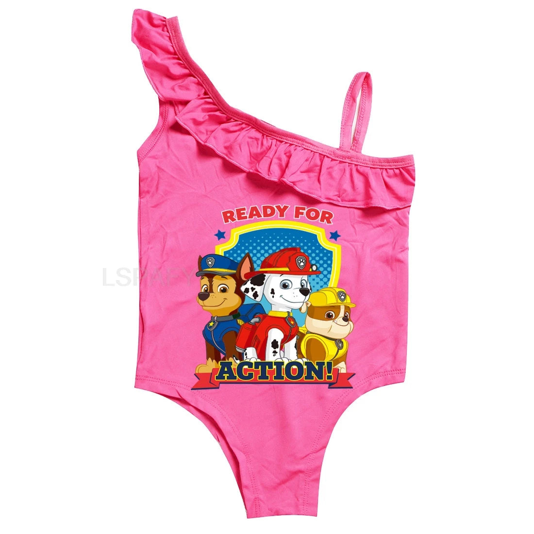Maillot de bain une pièce PAW PATROL coupe ajustée, motif dessin animé, polyvalent, imprimé lettres, en soie glacée respirante, grande taille, pour la plage