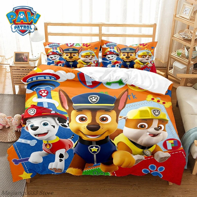 Ensemble de housse de couette Paw Patrol Cute Puppy, housse de couette de dessin animé avec taie d'oreiller, literie douce, décoration de chambre à coucher, cadeau pour enfants