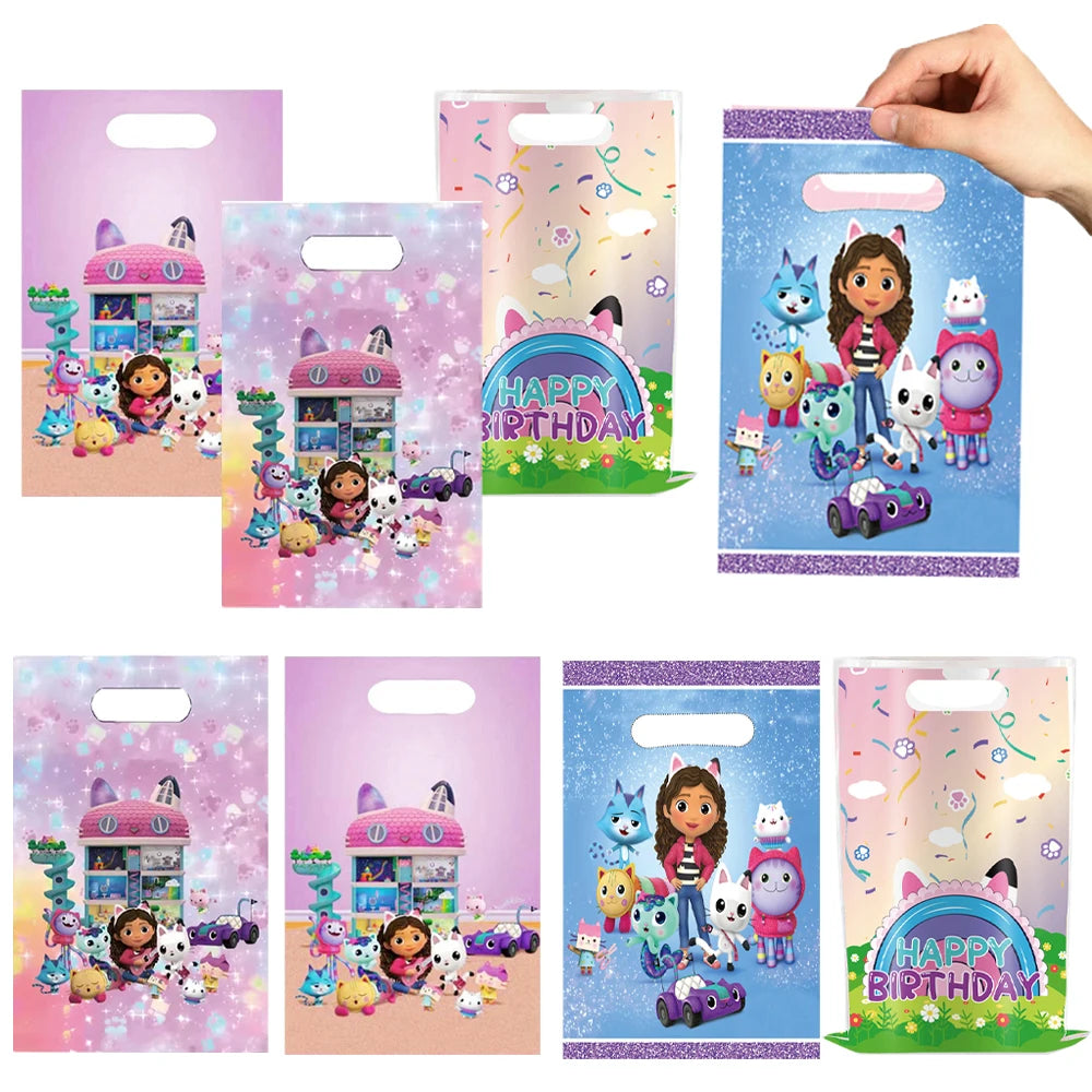 10-50 sacs cadeaux Gabby Doll House pour enfants, décoration de fête d'anniversaire, sacs de bonbons, emballage pour cadeaux de fête prénatale
