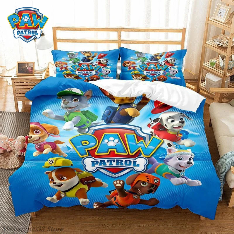 Ensemble de housse de couette Paw Patrol Cute Puppy, housse de couette de dessin animé avec taie d'oreiller, literie douce, décoration de chambre à coucher, cadeau pour enfants