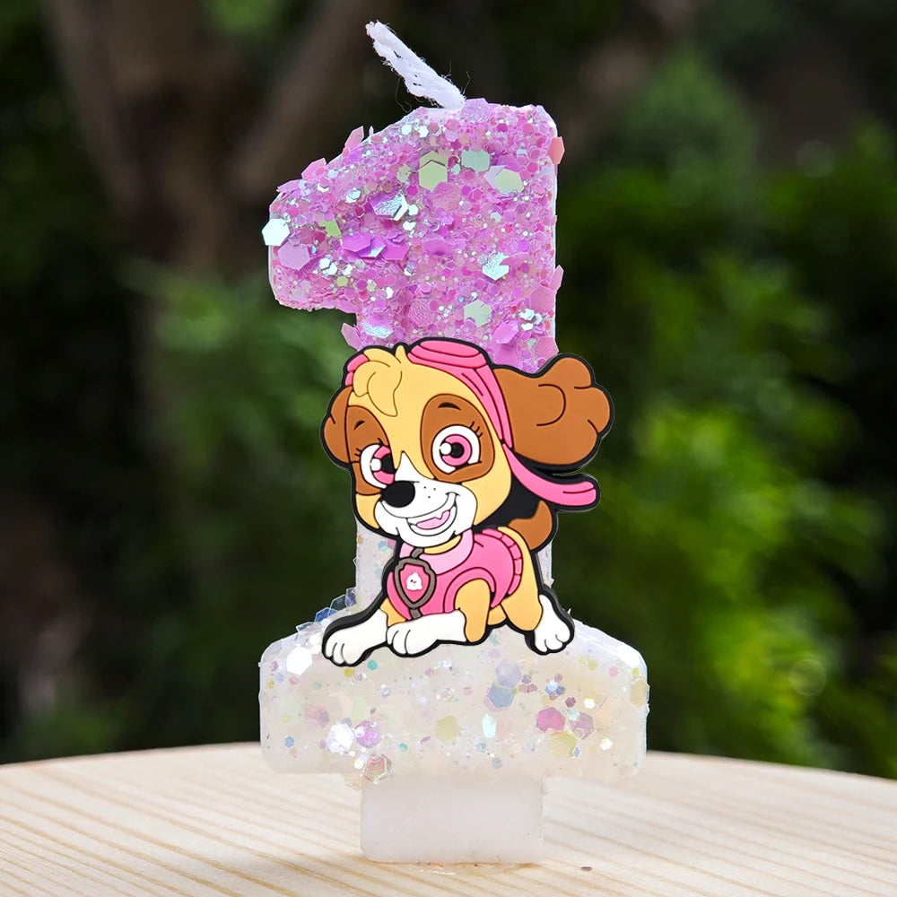 Bougie Paw Patrol 0-9 chiffres, personnage de dessin animé Paw Patrol, gâteau de fête enfichable, décoration de gâteau d'anniversaire, cadeau de réception-cadeau pour bébé