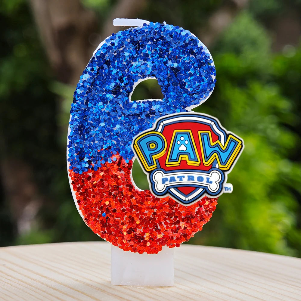 Bougie Paw Patrol 0-9 chiffres, personnage de dessin animé Paw Patrol, gâteau de fête enfichable, décoration de gâteau d'anniversaire, cadeau de réception-cadeau pour bébé