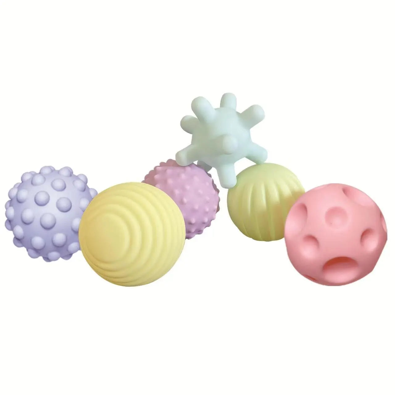 Lot de 6 Balles Sensorielles Bébé en Silicone – Jouets d’Éveil Tactiles Montessori pour Nourrissons
