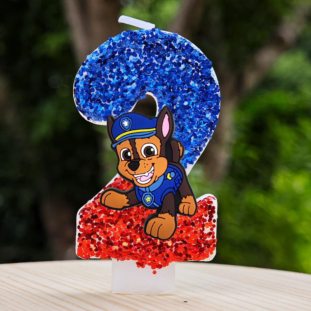 Bougie Paw Patrol 0-9 chiffres, personnage de dessin animé Paw Patrol, gâteau de fête enfichable, décoration de gâteau d'anniversaire, cadeau de réception-cadeau pour bébé