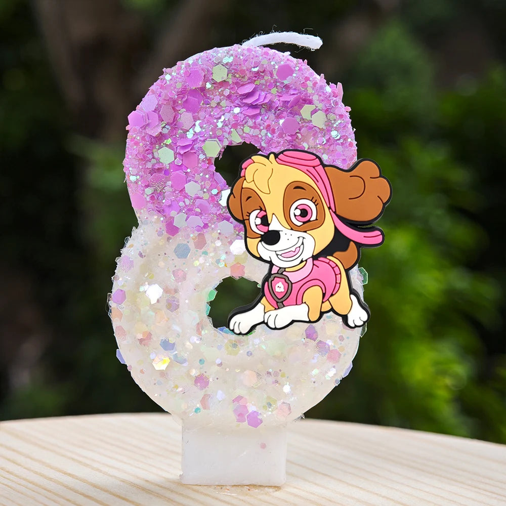 Bougie Paw Patrol 0-9 chiffres, personnage de dessin animé Paw Patrol, gâteau de fête enfichable, décoration de gâteau d'anniversaire, cadeau de réception-cadeau pour bébé