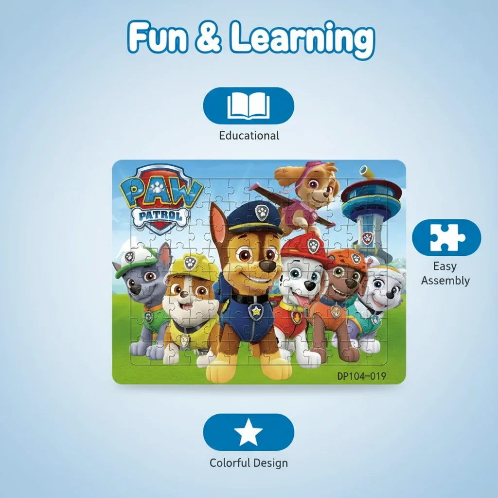 104 pièces Paw Patrol Puzzle pour enfants dessin animé patrouille canine Puzzles jouets éducatifs jeux d'apprentissage garçons filles cadeau