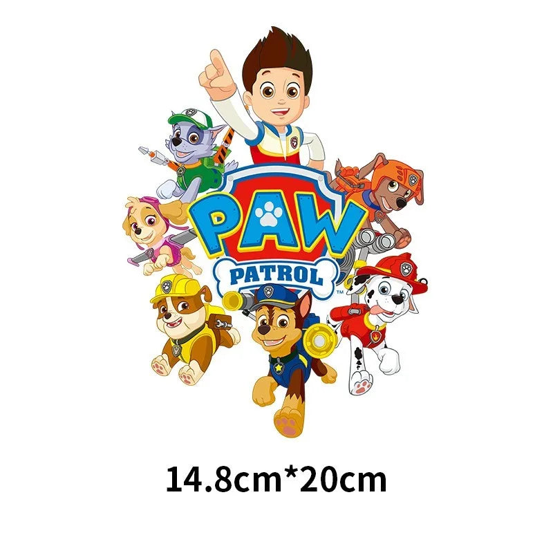 Patchs Paw Patrol mignons pour vêtements, autocollants pour vêtements d'enfants, sweat à capuche, T-Shirt, presse à chaud, autocollant en fer appliqué, DIY bricolage