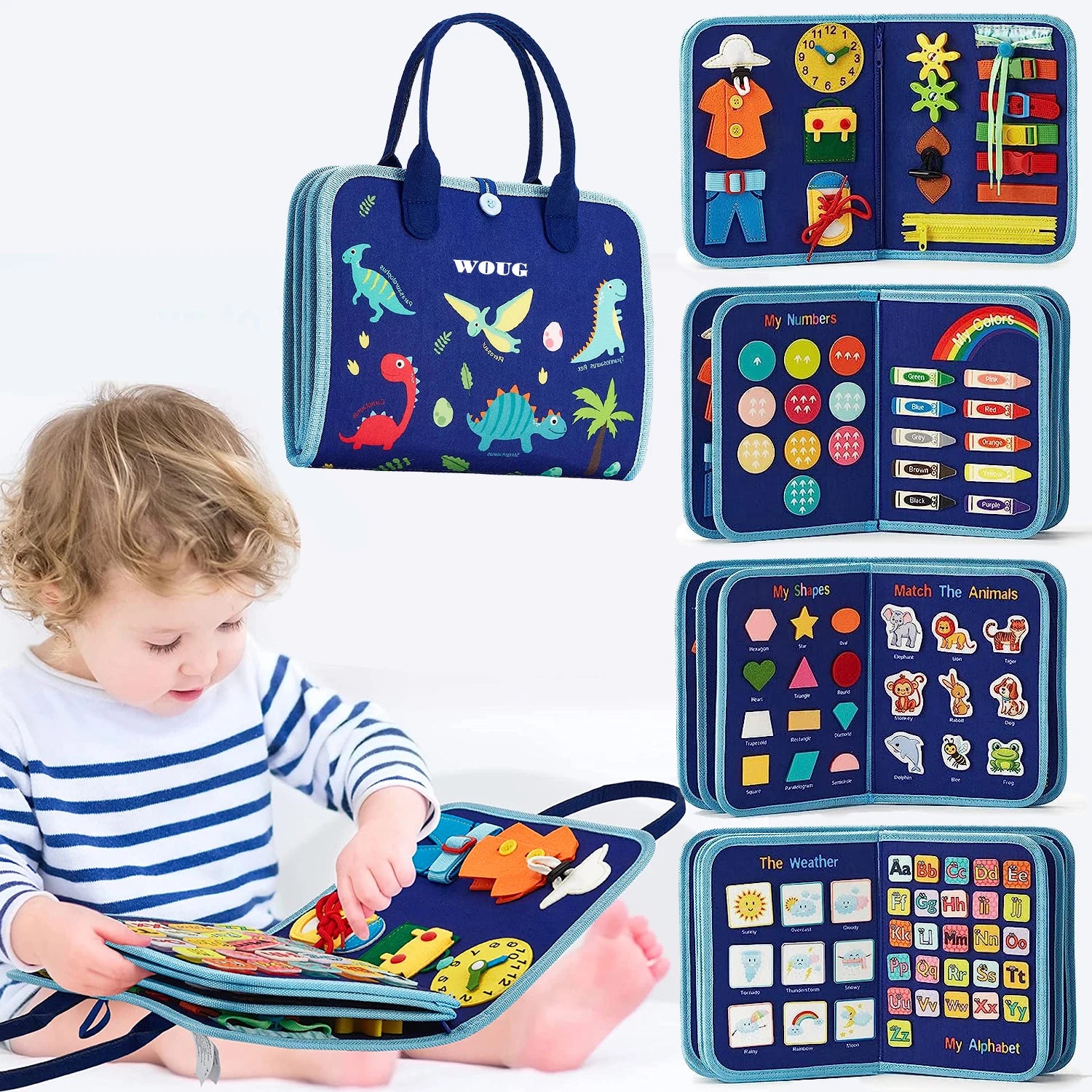 Tableau d’Activités Montessori 7 en 1 – Planche Sensorielle Éducative Portable pour Enfants de 3 à 6 Ans
