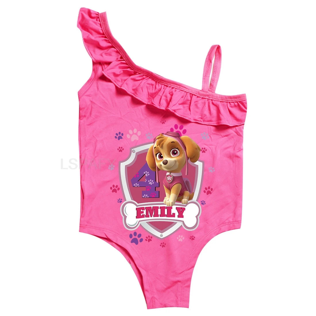 Maillot de bain une pièce PAW PATROL coupe ajustée, motif dessin animé, polyvalent, imprimé lettres, en soie glacée respirante, grande taille, pour la plage