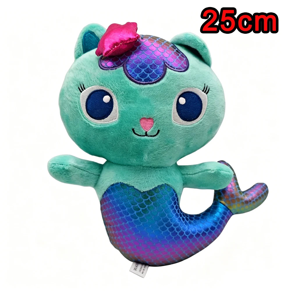 8 pièces Nouveaux porte-clés en peluche Maison de poupée Gabby, animaux en peluche Mercat, chat souriant, chat de voiture, chat câlin, cadeau d'anniversaire pour fille Gaby