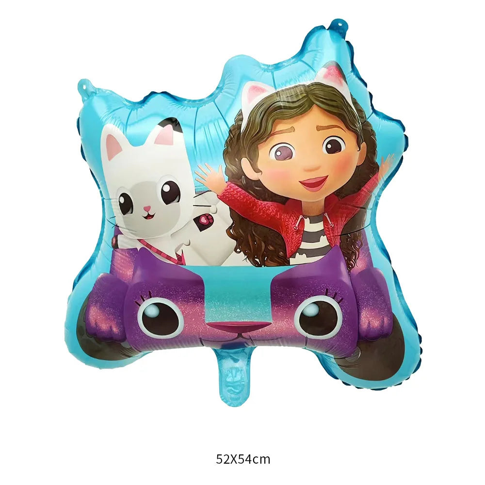 Ensemble de ballons numérotés Gabby Dollhouse Cats, décoration de fête d'anniversaire pour enfants, ballons en latex et aluminium, cadeau jouet pour fille Gabby's Doll