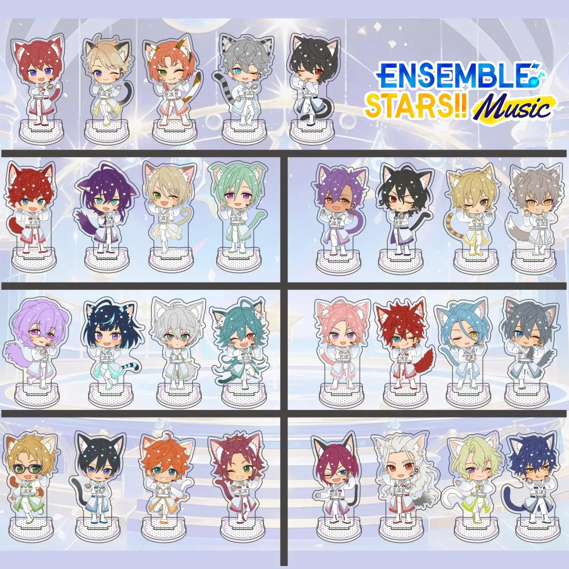 Figurine Acrylique 10 cm Ensemble Stars (Anime Game) – Personnage Complet Mignon – Décoration de Bureau – Collection Fan – Cadeau – Porte-clés