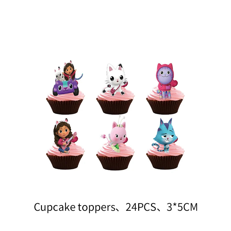Gabby House – décoration de gâteau thème, carte de gâteau, fournitures de fête d'anniversaire pour enfants filles, choix de Cupcake pour réception-cadeau pour bébé