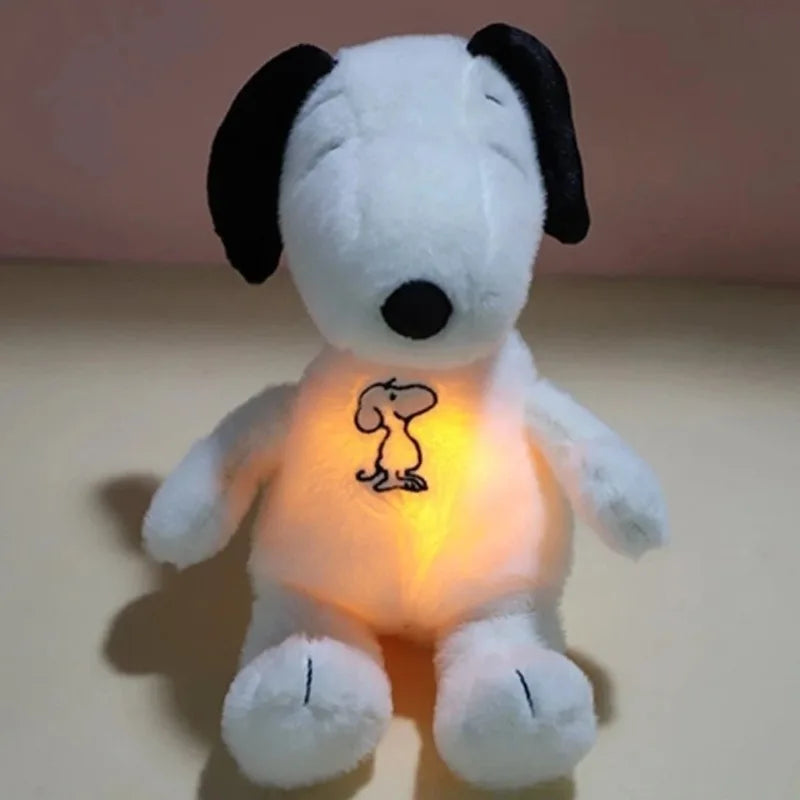 Nouveau bébé respiration apaisant Snoopy chien blanc en peluche poupée comPeluche Chien Respirante Apaisante pour Bébé – Compagnon de Sommeil Doux avec Effets Relaxants
