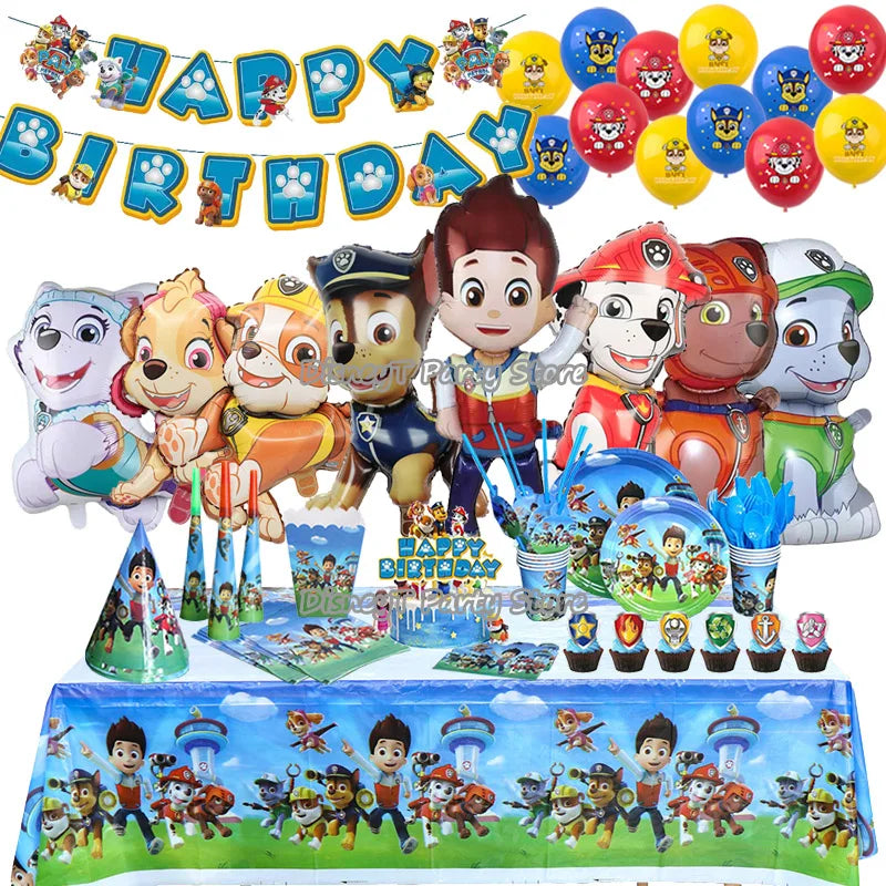 PAW Patrol – décoration de fête d'anniversaire, ensemble de ballons, vaisselle jetable, fournitures pour événements pour enfants, bannière, cadeau d'arrière-plan, nouvelle Version
