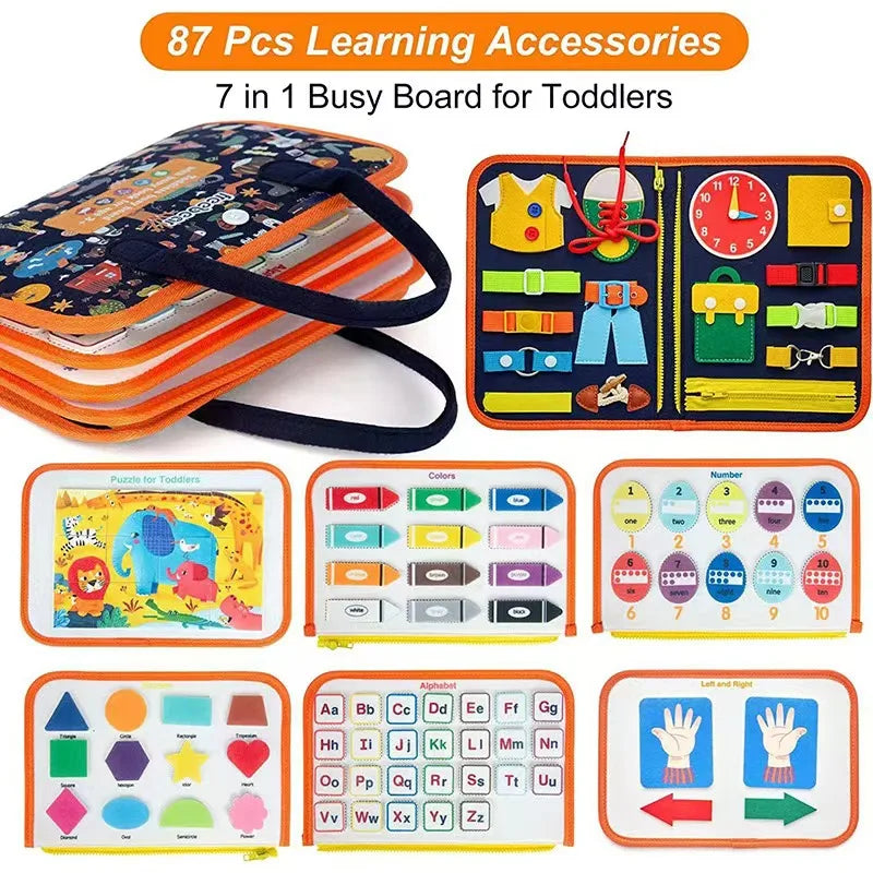 Planche d’Activités Montessori 3 à 6 Ans – Tableau Sensoriel Éducatif Portable pour l’Apprentissage Précoce