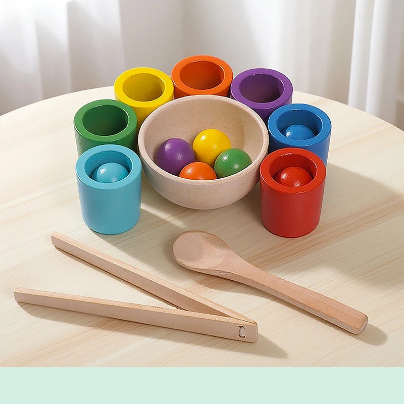 Gobelets Montessori Arc-en-Ciel – Jeu de Tri, Empilage et Reconnaissance des Couleurs pour Enfants