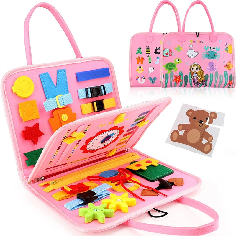 Tableau d’Activités Montessori 7 en 1 – Planche Sensorielle Éducative Portable pour Enfants de 3 à 6 Ans
