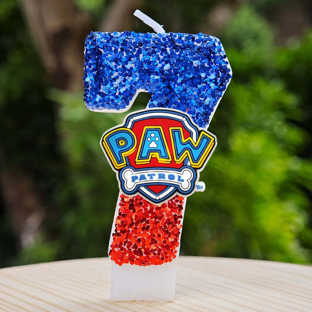 Bougie Paw Patrol 0-9 chiffres, personnage de dessin animé Paw Patrol, gâteau de fête enfichable, décoration de gâteau d'anniversaire, cadeau de réception-cadeau pour bébé