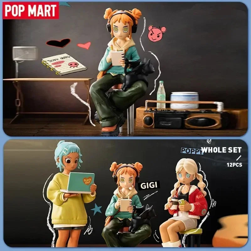 POP MART – boîte aveugle série Peach Riot Rise Up, boîte mystère, ornements Kawaii, Figurines, décoration de maison, modèle de bureau, poupées, cadeau pour filles