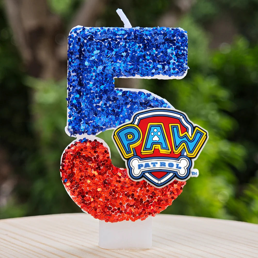 Bougie Paw Patrol 0-9 chiffres, personnage de dessin animé Paw Patrol, gâteau de fête enfichable, décoration de gâteau d'anniversaire, cadeau de réception-cadeau pour bébé
