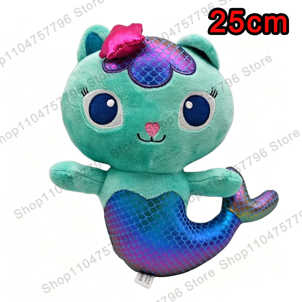 8 pièces Nouveaux porte-clés en peluche Maison de poupée Gabby, animaux en peluche Mercat, chat souriant, chat de voiture, chat câlin, cadeau d'anniversaire pour fille Gaby