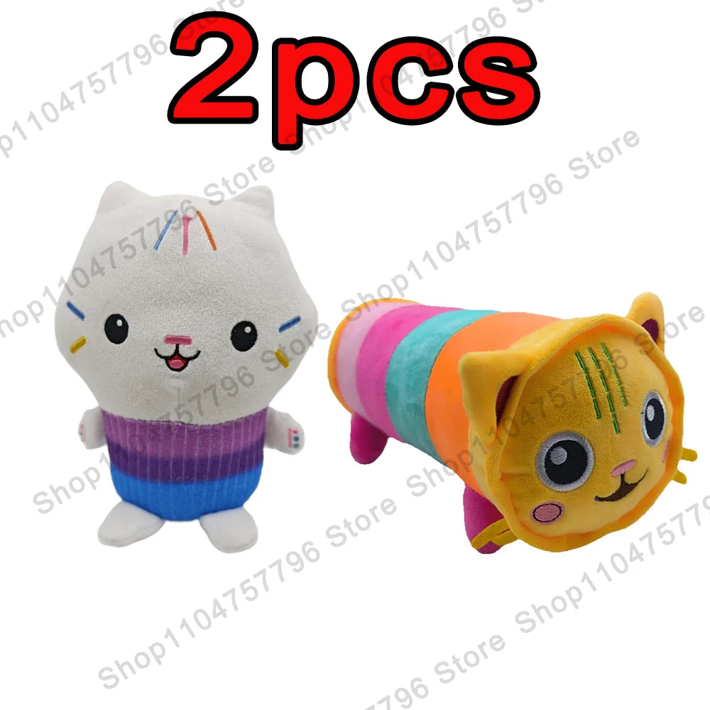 8 pièces Nouveaux porte-clés en peluche Maison de poupée Gabby, animaux en peluche Mercat, chat souriant, chat de voiture, chat câlin, cadeau d'anniversaire pour fille Gaby