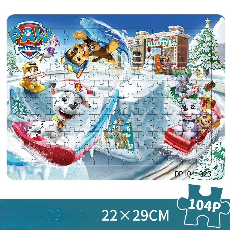 104 pièces Paw Patrol Puzzle pour enfants dessin animé patrouille canine Puzzles jouets éducatifs jeux d'apprentissage garçons filles cadeau