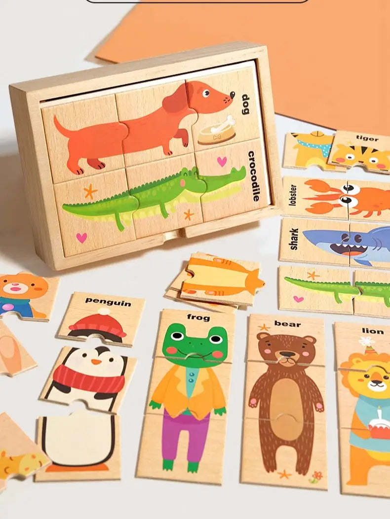 Puzzle Montessori en Bois Animaux – Jeu Éducatif Cognitif et Sensoriel pour Enfants 3 à 6 Ans