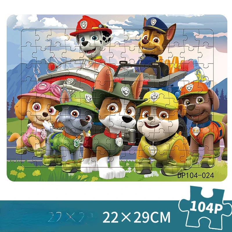 104 pièces Paw Patrol Puzzle pour enfants dessin animé patrouille canine Puzzles jouets éducatifs jeux d'apprentissage garçons filles cadeau