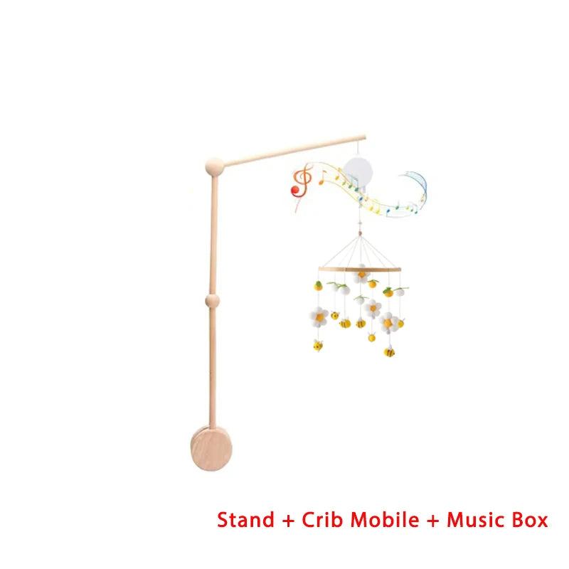 Mobile Musical en Bois pour Lit Bébé – Animaux Marins en Feutre, Hochet Suspendu Montessori