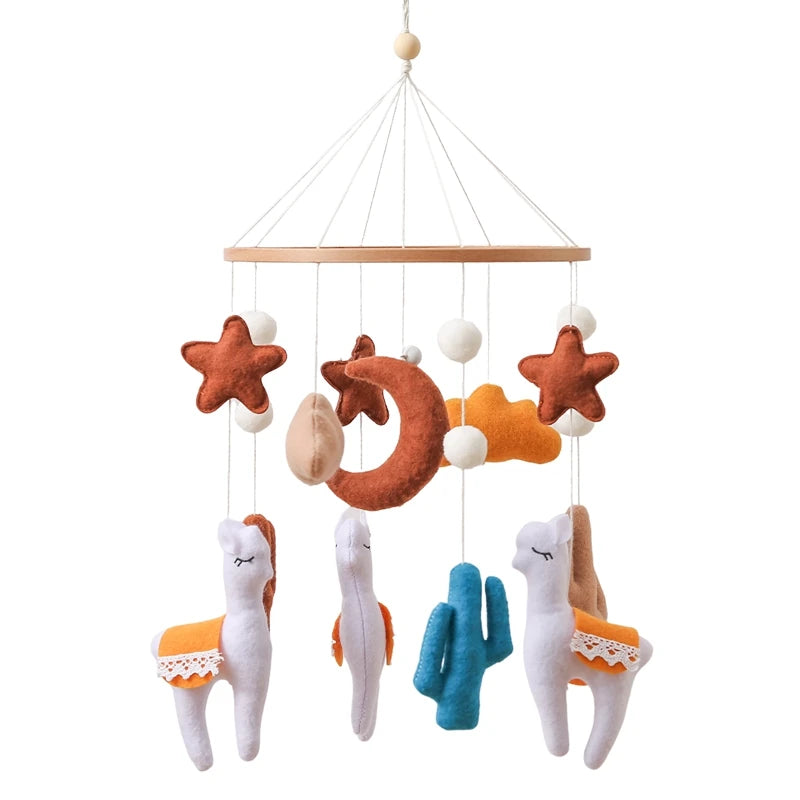 Mobile Musical en Bois pour Lit Bébé – Animaux Marins en Feutre, Hochet Suspendu Montessori