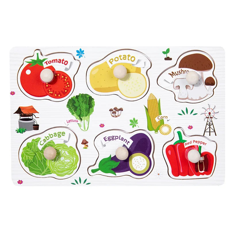 Puzzles en bois Montessori pour bébé, jouets dePuzzle Montessori en Bois pour Bébé – Animaux, Fruits et Véhicules – Jouet Éducatif d’Éveil dès 2 Ans