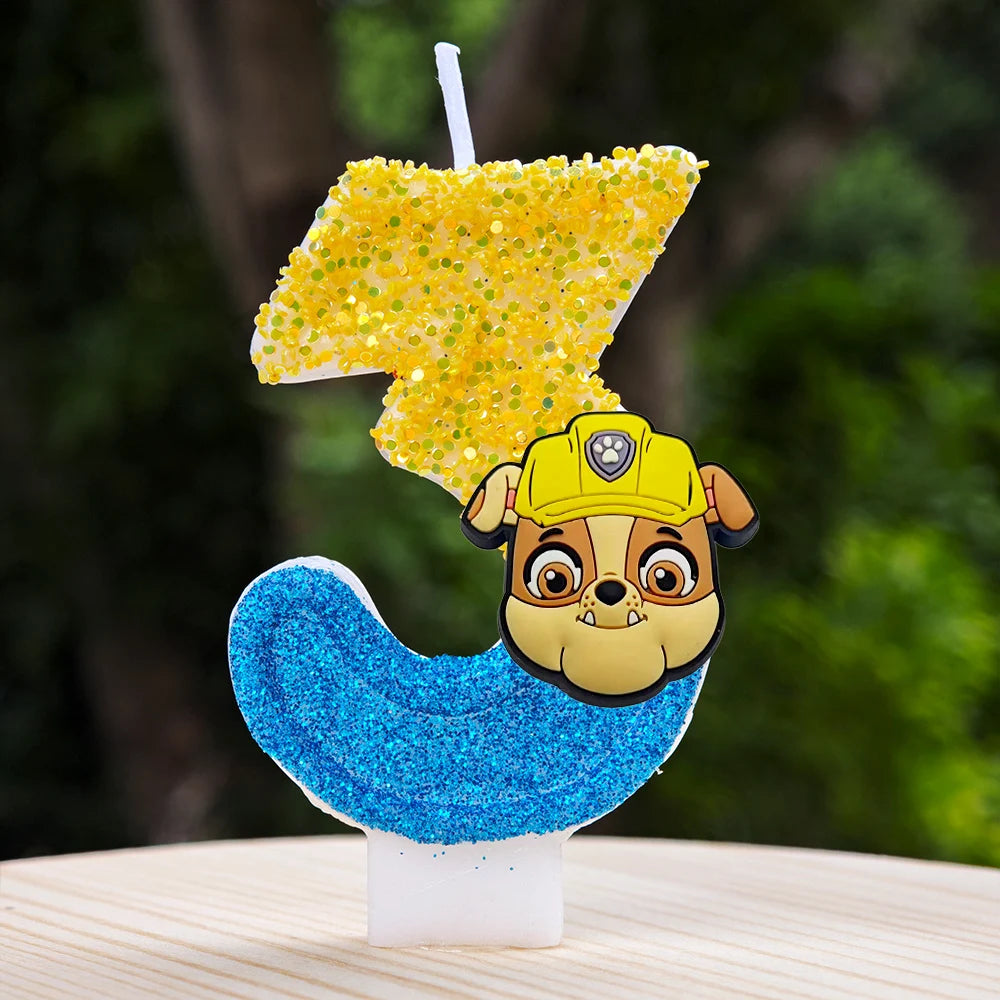 Bougie Paw Patrol 0-9 chiffres, personnage de dessin animé Paw Patrol, gâteau de fête enfichable, décoration de gâteau d'anniversaire, cadeau de réception-cadeau pour bébé