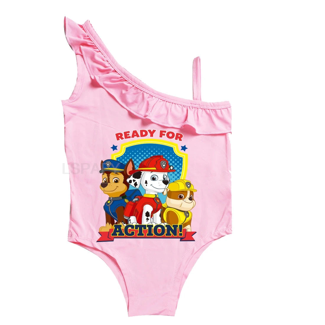 Maillot de bain une pièce PAW PATROL coupe ajustée, motif dessin animé, polyvalent, imprimé lettres, en soie glacée respirante, grande taille, pour la plage