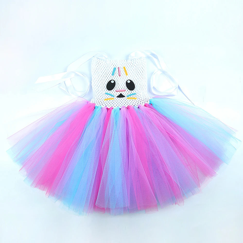 Costumes de chat Gabby mignons pour bébés filles, robe Tutu de chat de dessin animé pour enfants, tenue de Ballet d'anniversaire et de nouvel an avec oreilles, nœud de cheveux