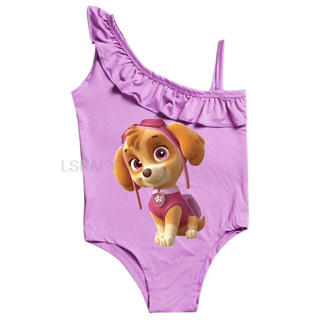 Maillot de bain une pièce PAW PATROL coupe ajustée, motif dessin animé, polyvalent, imprimé lettres, en soie glacée respirante, grande taille, pour la plage