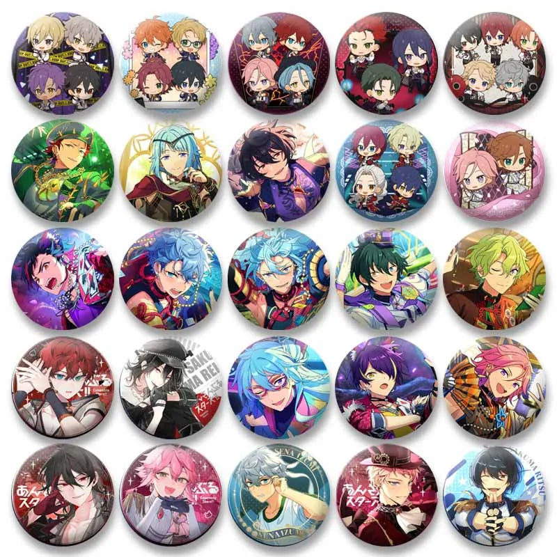 Ensemble étoiles jeu Badge rond créatif dessin animé idole bouton broche vêtements sac à dos bijoux accessoires décoration épinglettes