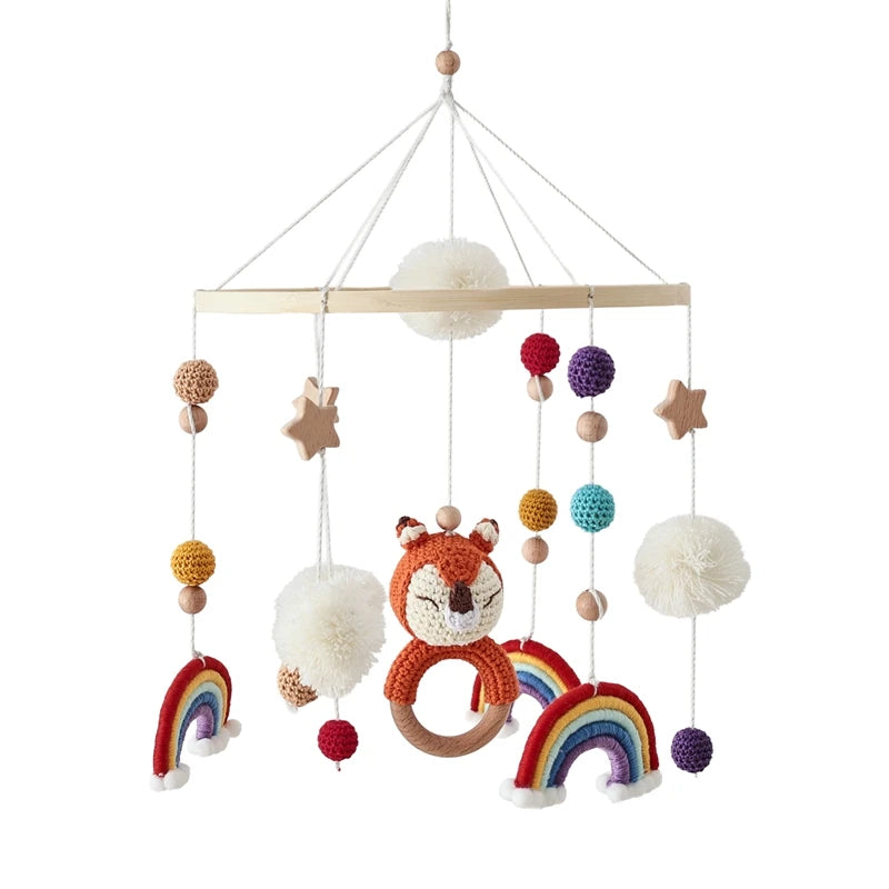 Mobile Musical en Bois pour Lit Bébé – Animaux Marins en Feutre, Hochet Suspendu Montessori