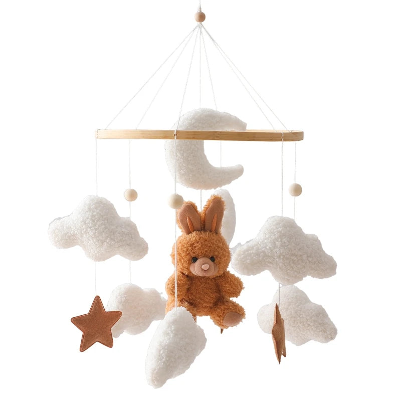 Mobile Musical en Bois pour Lit Bébé – Animaux Marins en Feutre, Hochet Suspendu Montessori