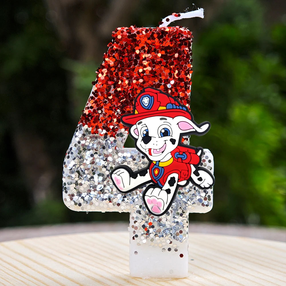 Bougie Paw Patrol 0-9 chiffres, personnage de dessin animé Paw Patrol, gâteau de fête enfichable, décoration de gâteau d'anniversaire, cadeau de réception-cadeau pour bébé