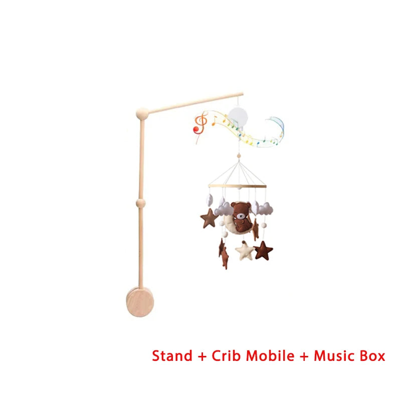 Mobile Musical en Bois pour Lit Bébé – Animaux Marins en Feutre, Hochet Suspendu Montessori