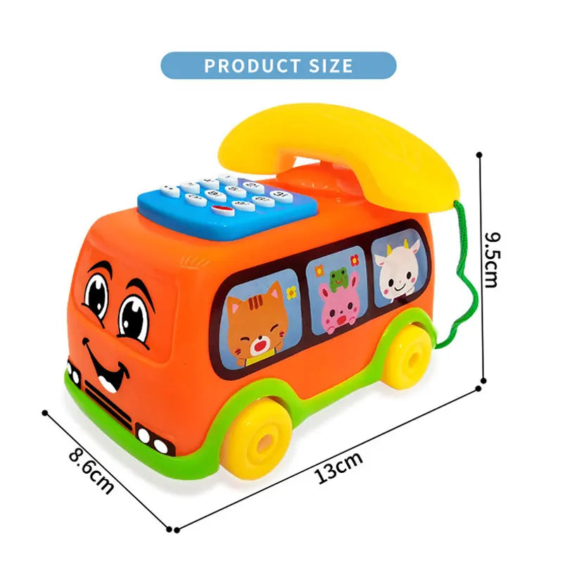 Voiture de Bus téléphonique pour enfants, jouet éducatif Montessori Bus Téléphone Musical Montessori pour Bébé – Jouet Éducatif Interactif avec Sons, Lumières et Clavier d’Apprentissage