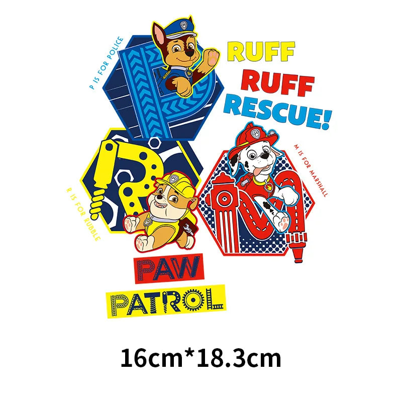 Patchs Paw Patrol mignons pour vêtements, autocollants pour vêtements d'enfants, sweat à capuche, T-Shirt, presse à chaud, autocollant en fer appliqué, DIY bricolage