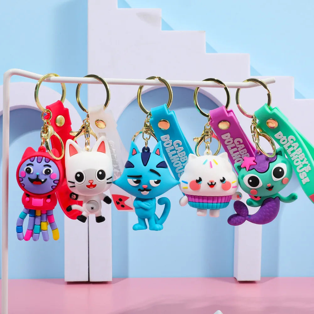 Gabby's Dollhouse Figurines 3D Porte-clés Sacs mignons Pendentifs Cartables Porte-clés