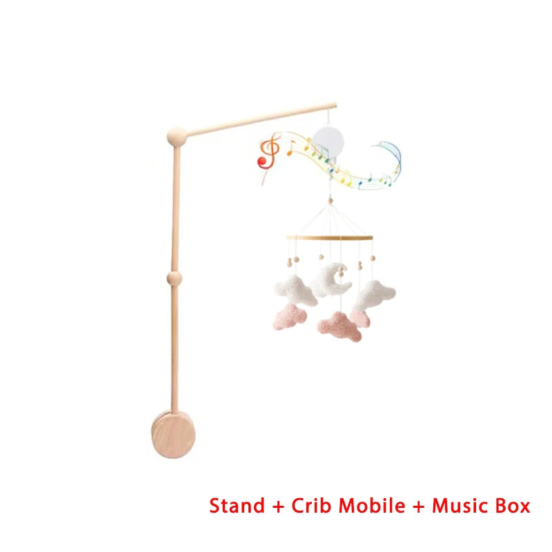 Mobile Musical en Bois pour Lit Bébé – Animaux Marins en Feutre, Hochet Suspendu Montessori