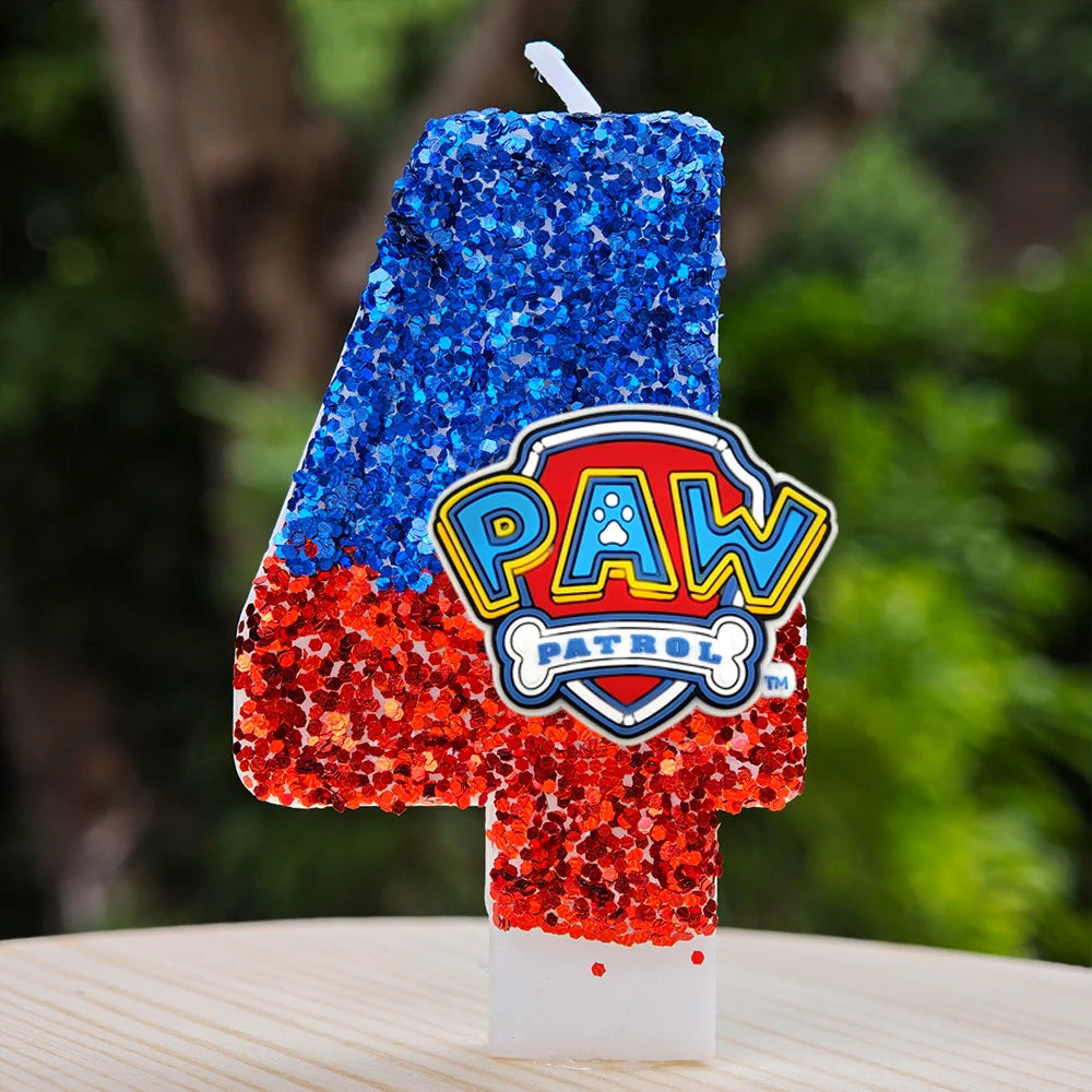 Bougie Paw Patrol 0-9 chiffres, personnage de dessin animé Paw Patrol, gâteau de fête enfichable, décoration de gâteau d'anniversaire, cadeau de réception-cadeau pour bébé